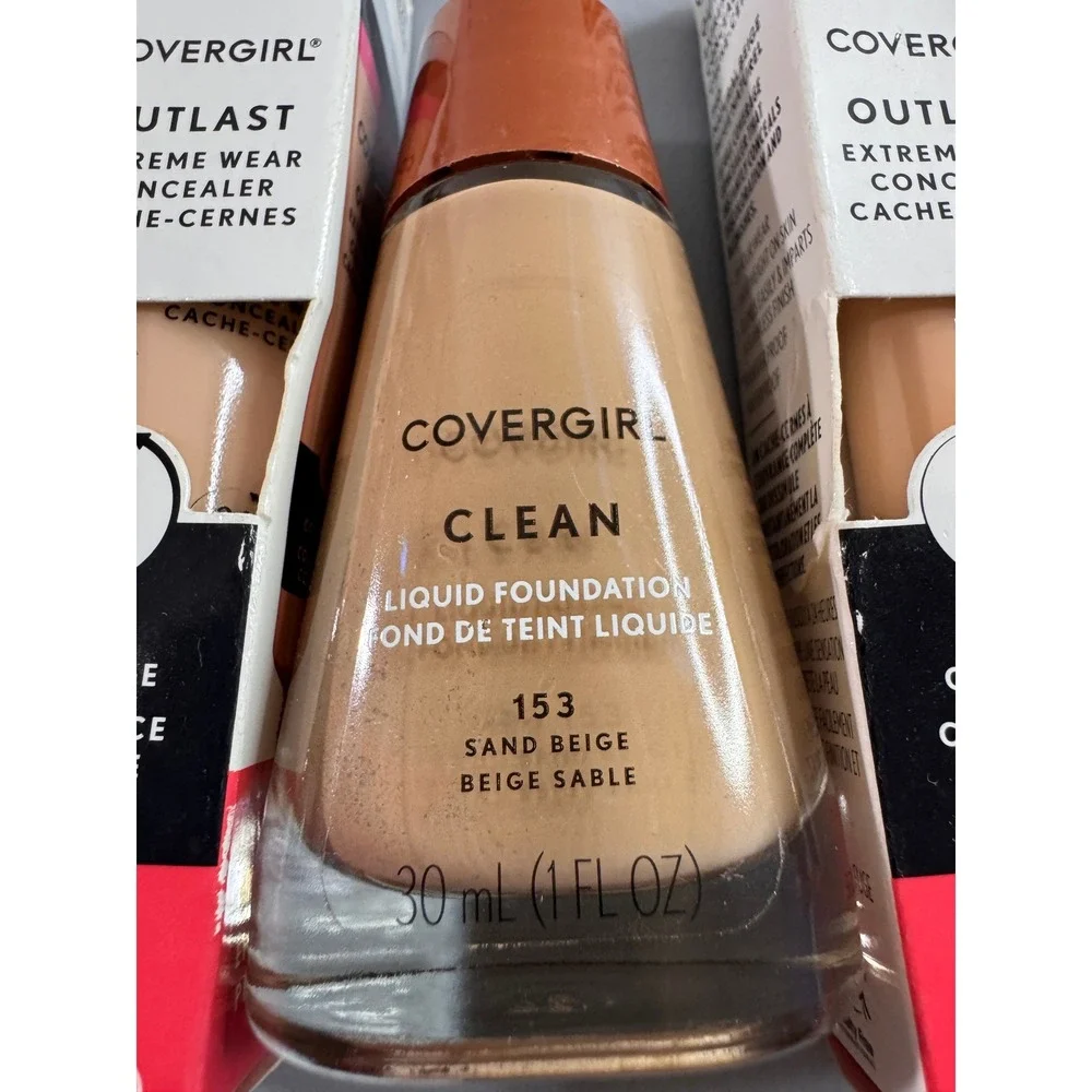 Covergirl Outlast Concealer & Clean Foundation Women Beige Set Good 3pc Lot